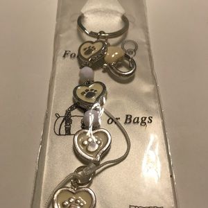 White Paw Print Key Chain